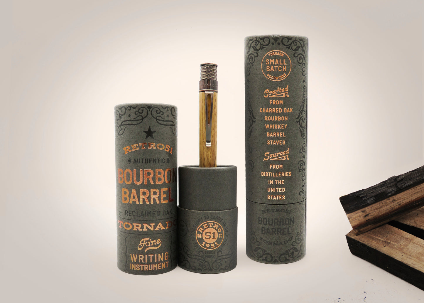 Retro 51 Tornado Woodworks Rollerball Pen - Bourbon Barrel