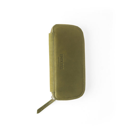 Endless Companion Leather Adjustable 3 Pen Pouch - Green