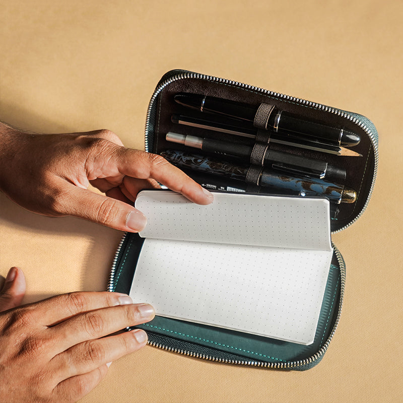 Endless Companion Leather 5 Pen Pouch - Blue