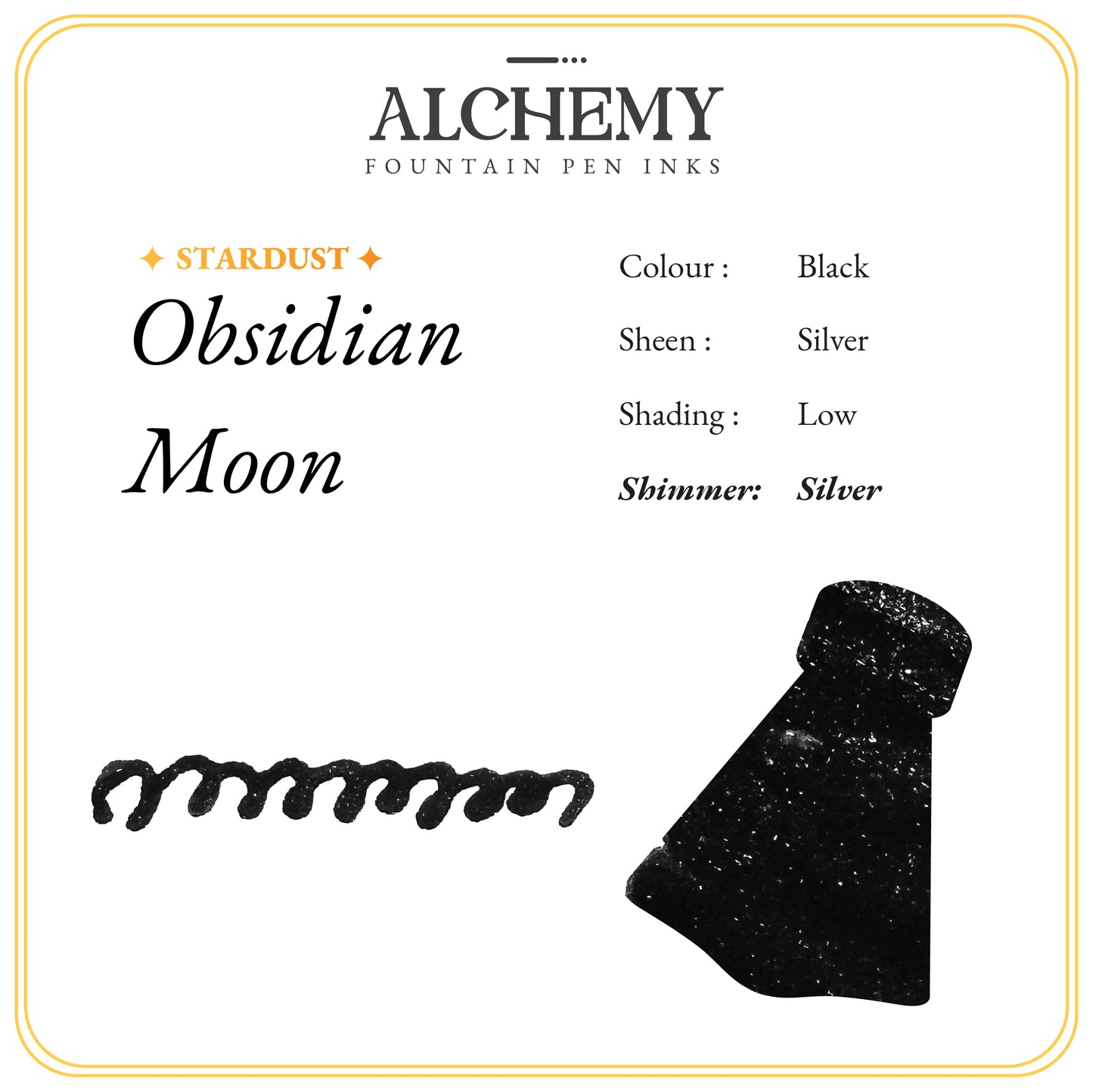 Endless Alchemy Stardust Fountain Pen Ink - Obsidian Moon 45ml