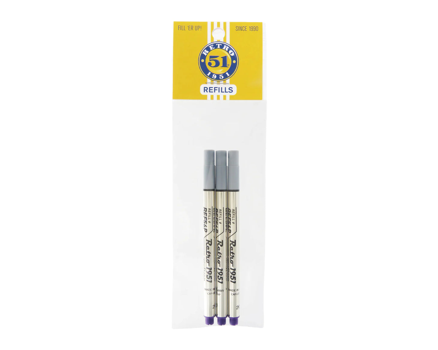 Retro 51 Rollerball Refills - Black, Blue, Green, Red, Purple  or Multi (3 PACK)