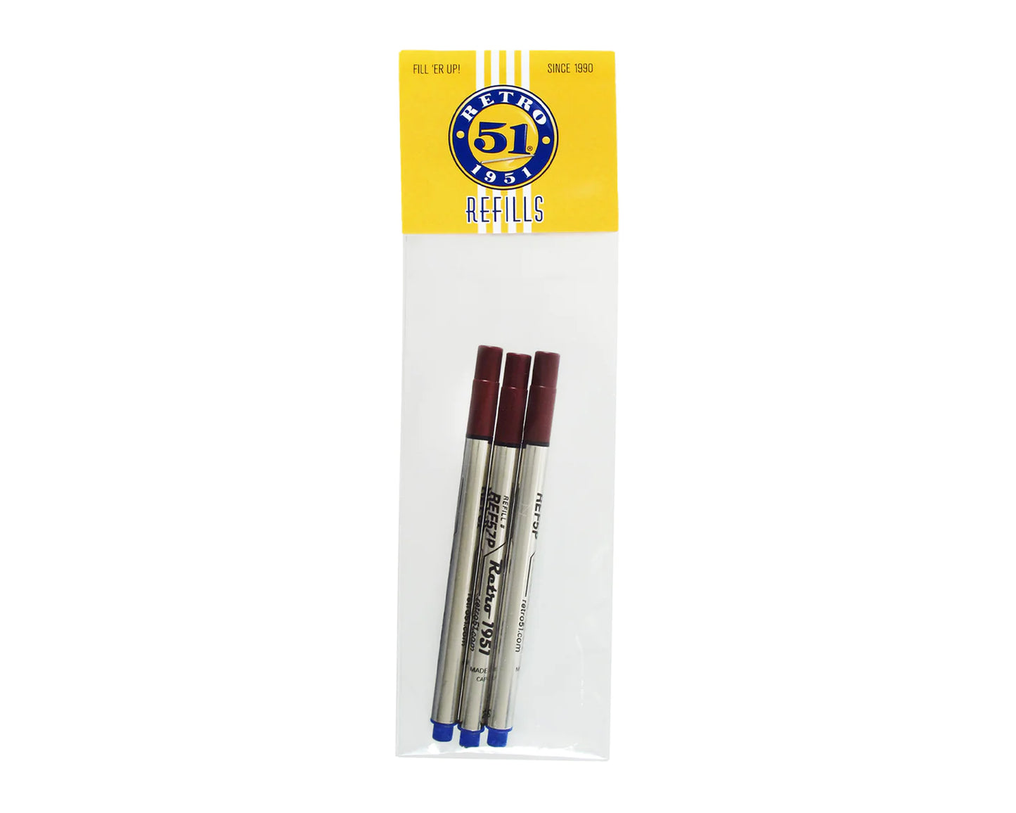Retro 51 Rollerball Refills - Black, Blue, Green, Red, Purple  or Multi (3 PACK)