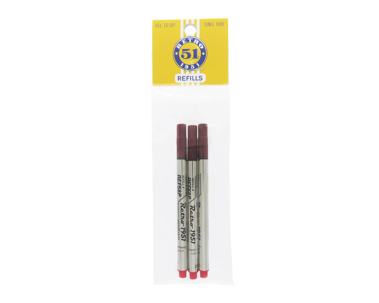 Retro 51 Rollerball Refills - Black, Blue, Green, Red, Purple  or Multi (3 PACK)