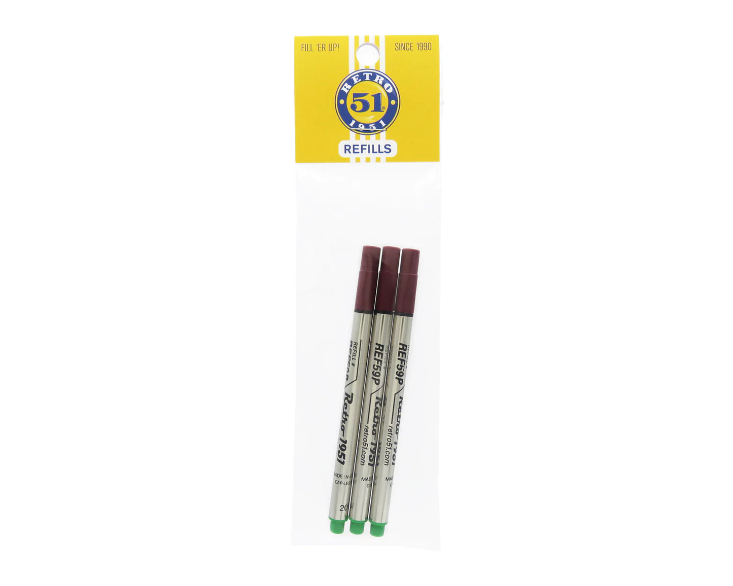 Retro 51 Rollerball Refills - Black, Blue, Green, Red, Purple  or Multi (3 PACK)