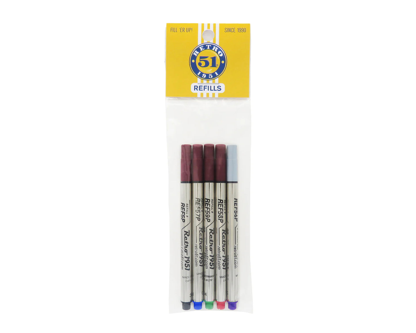Retro 51 Rollerball Refills -  Multi Colour Pack (5 PACK)