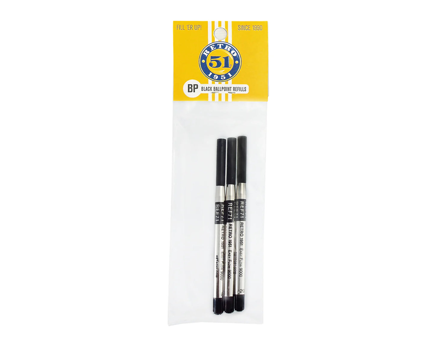 Retro 51 Black Easy Flow 9000 Ballpoint Refill 3pk