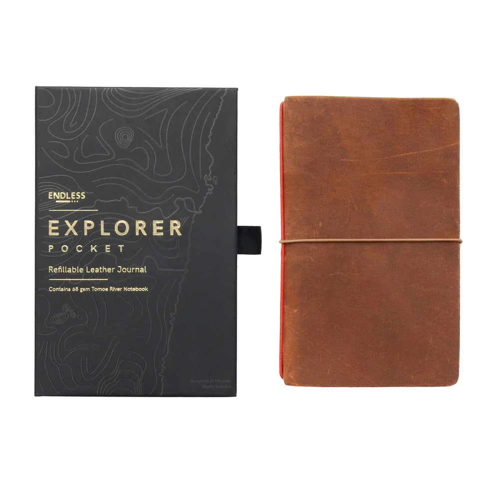 Explorer Pocket - Refillable Leather Journal Tomoe River Paper - Brown