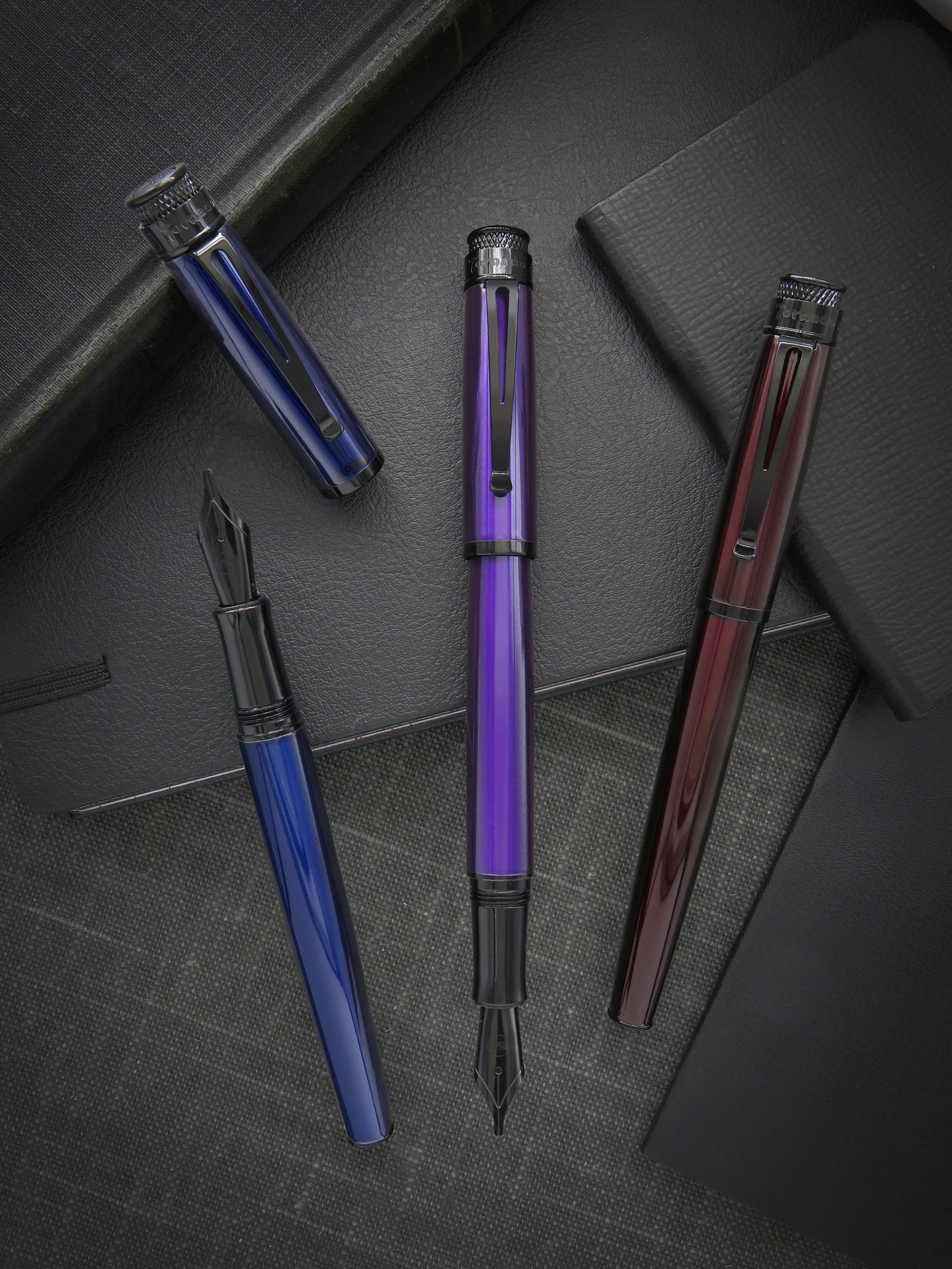 Retro 51 Tornado Stealth Lacquer EXT Fountain Pen - Blue/Black