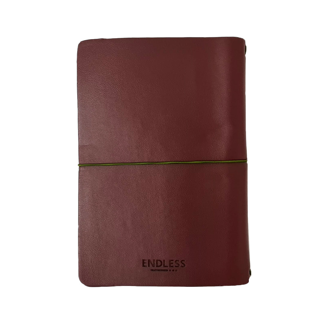 Endless Explorer - Refillable Cactus Leather Regalia Paper Journal - Maroon