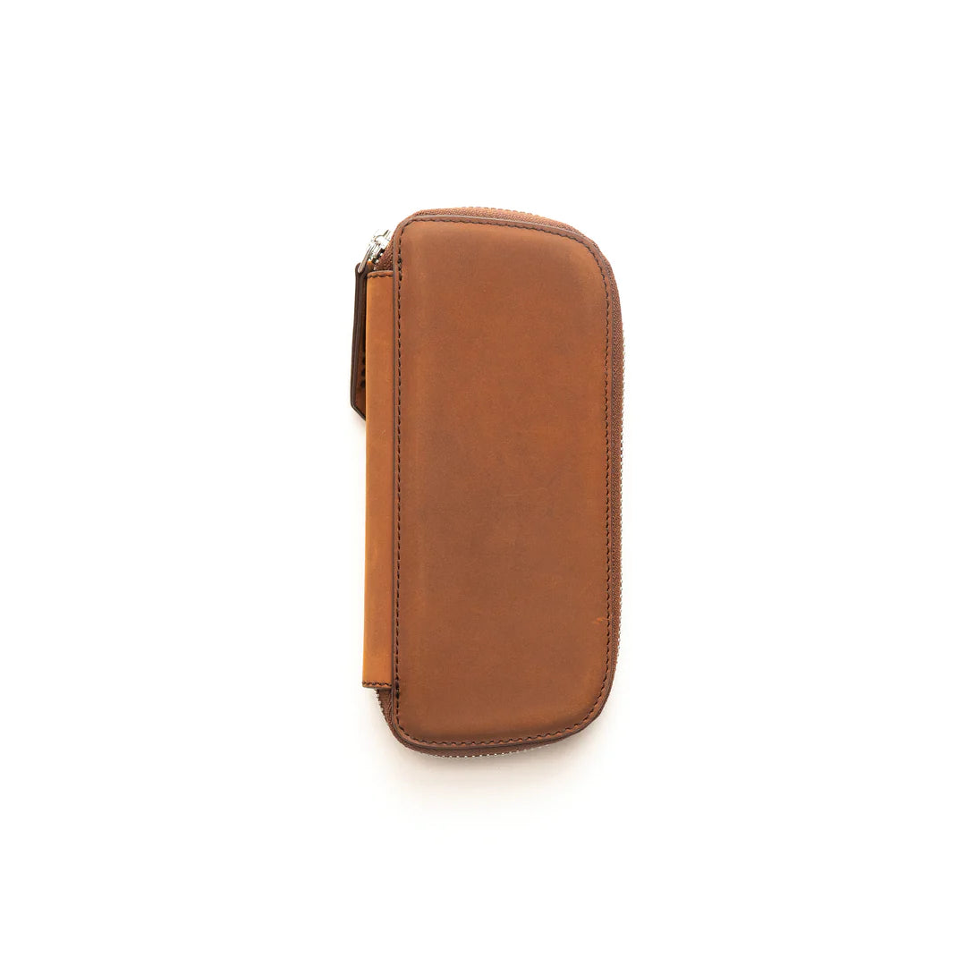Endless Companion Leather Adjustable 3 Pen Pouch - Brown