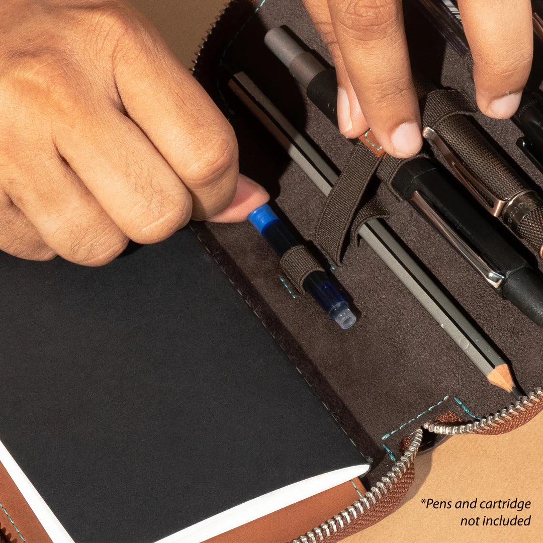 Endless Companion Leather 5 Pen Pouch - Brown