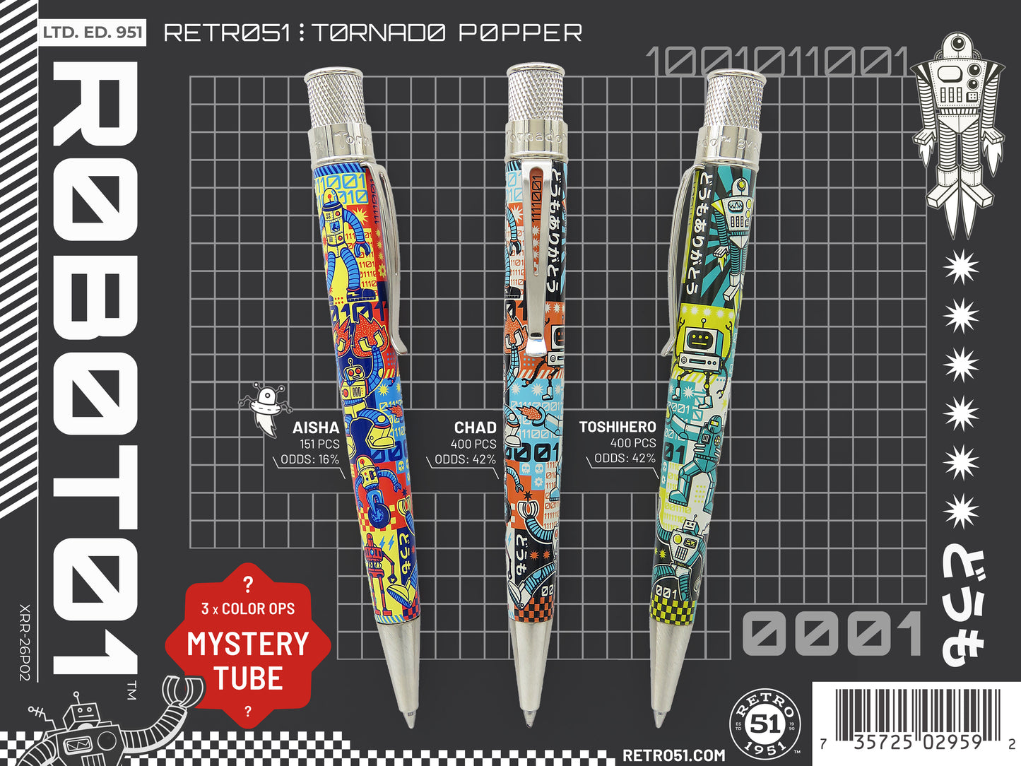 Retro 51 Tornado Popper Rollerball Pen - R0B0T01