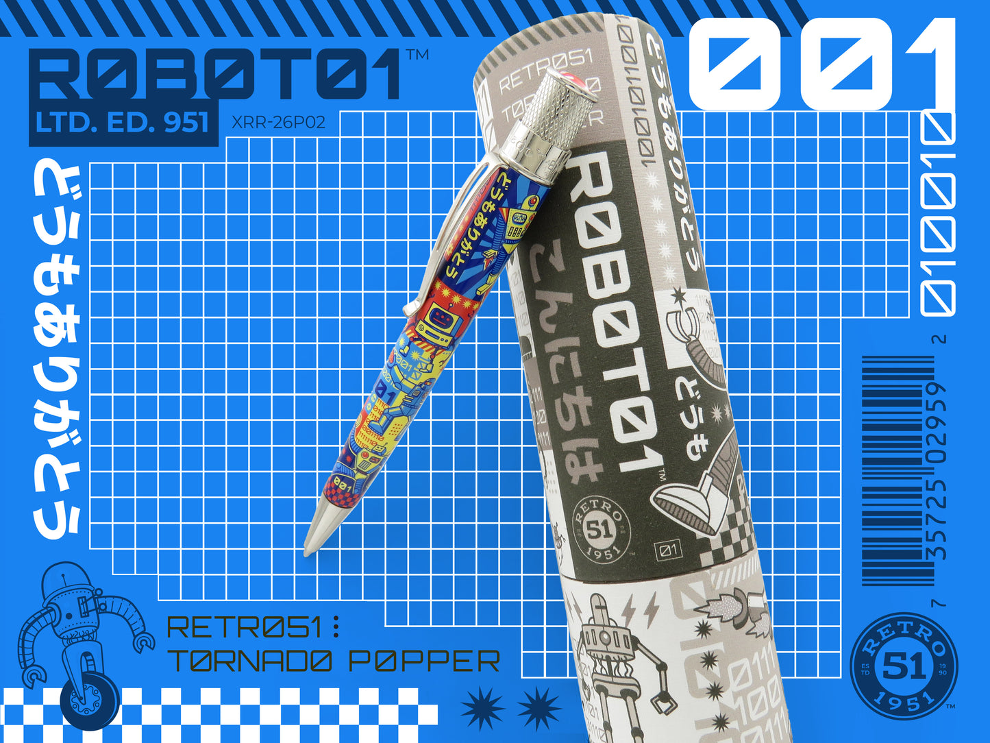 Retro 51 Tornado Popper Rollerball Pen - R0B0T01