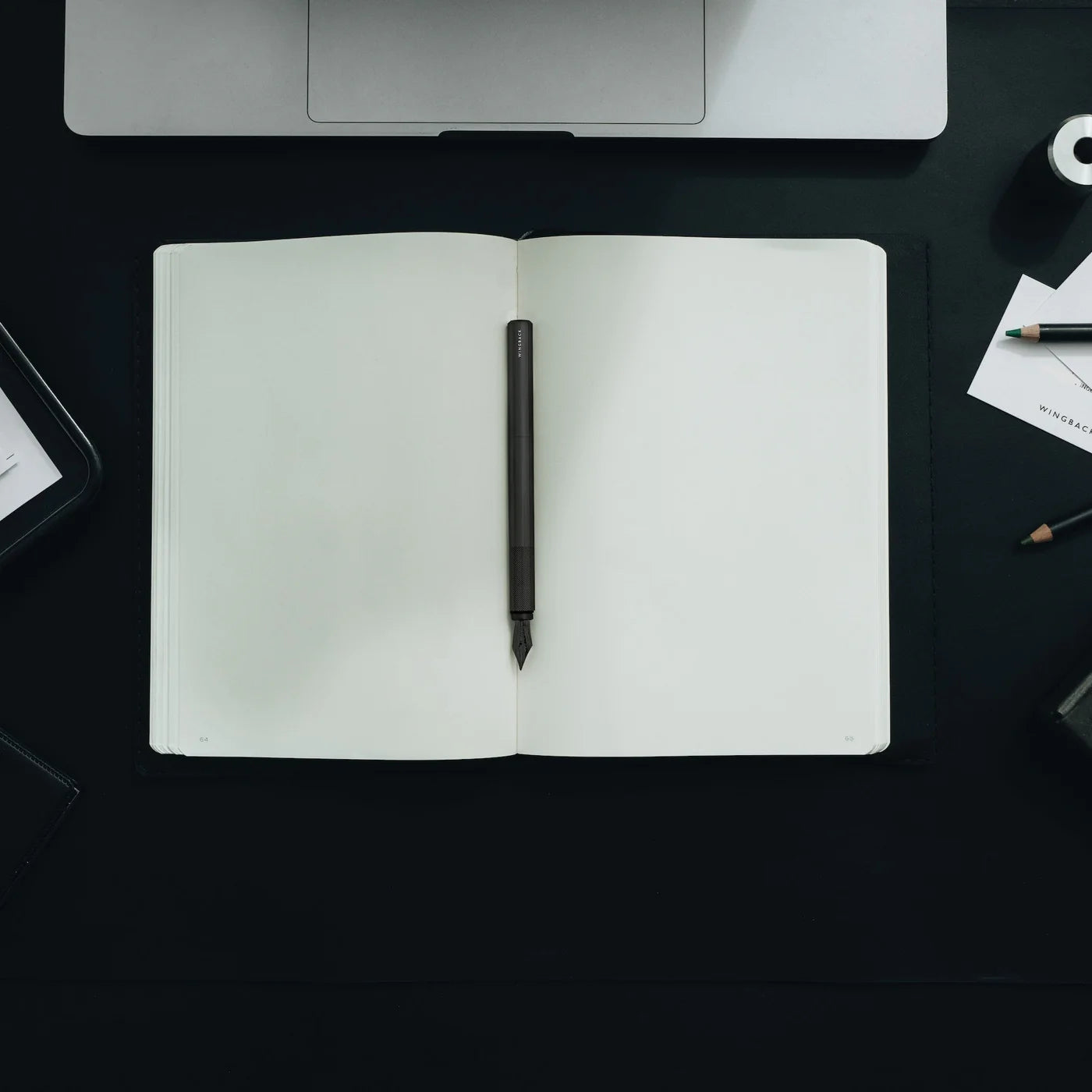 Wingback Fountain Pen - Black Steel