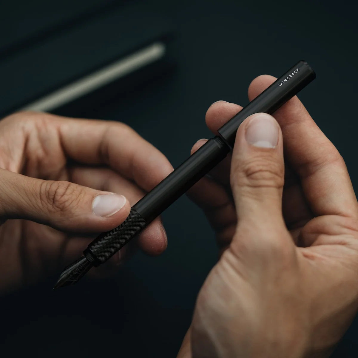 Wingback Fountain Pen - Black Steel