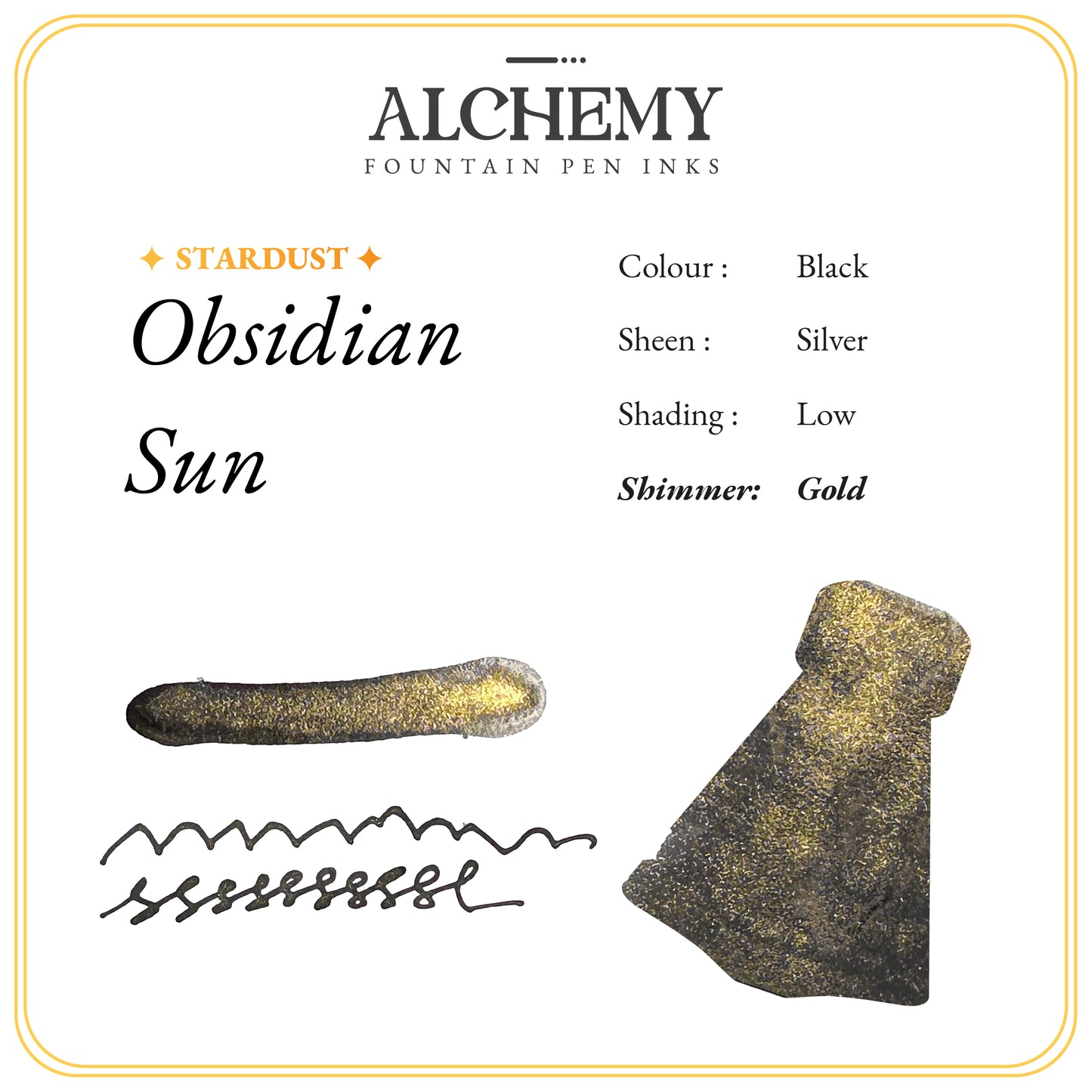 Endless Alchemy Stardust Fountain Pen Ink - Obsidian Sun 45ml