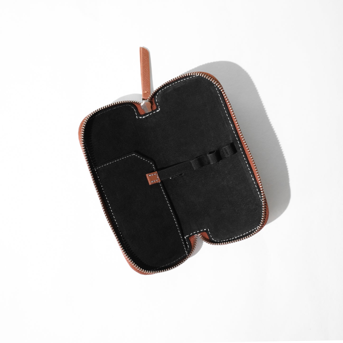 Endless Companion Saffiano Leather Adjustable 3 Pen Pouch - Brown