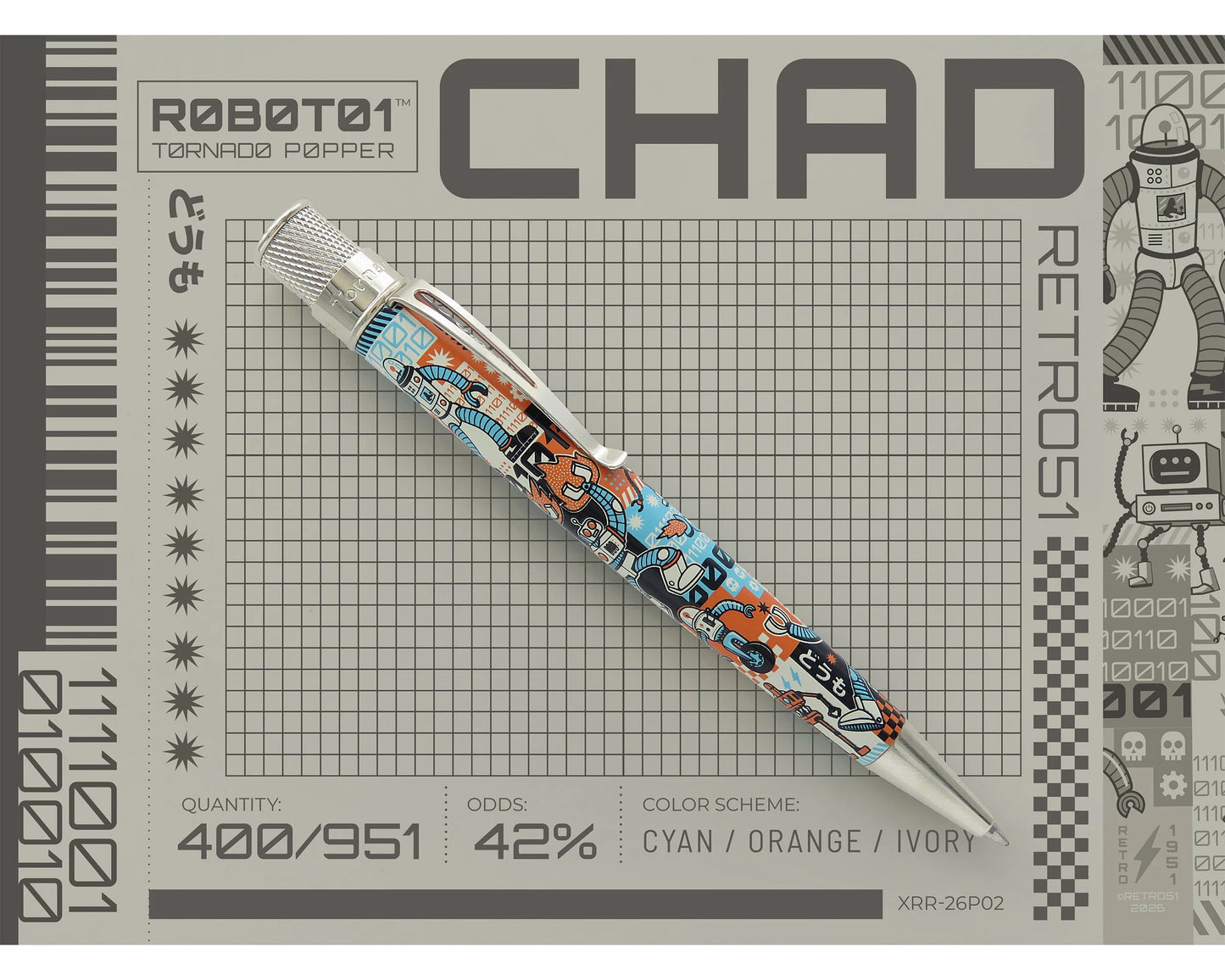 Retro 51 Tornado Popper Rollerball Pen -  R0B0T01