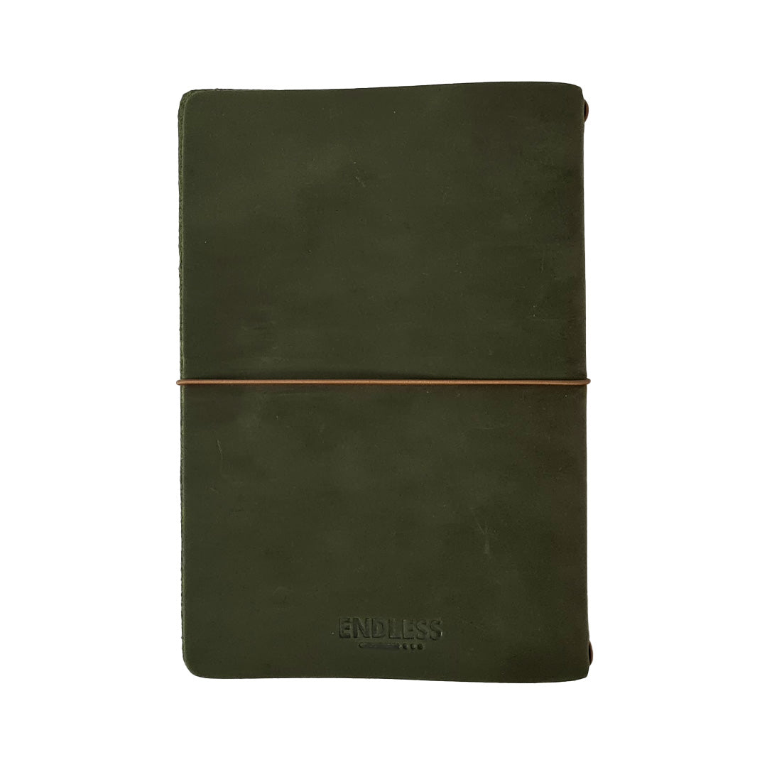 Endless Explorer - Refillable Leather Regalia Paper Journal - Green