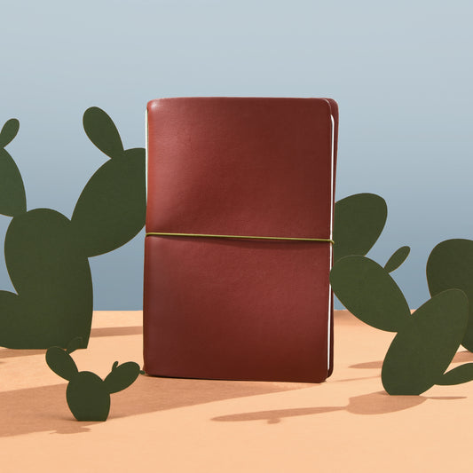 Endless Explorer - Refillable Cactus Leather Regalia Paper Journal - Maroon
