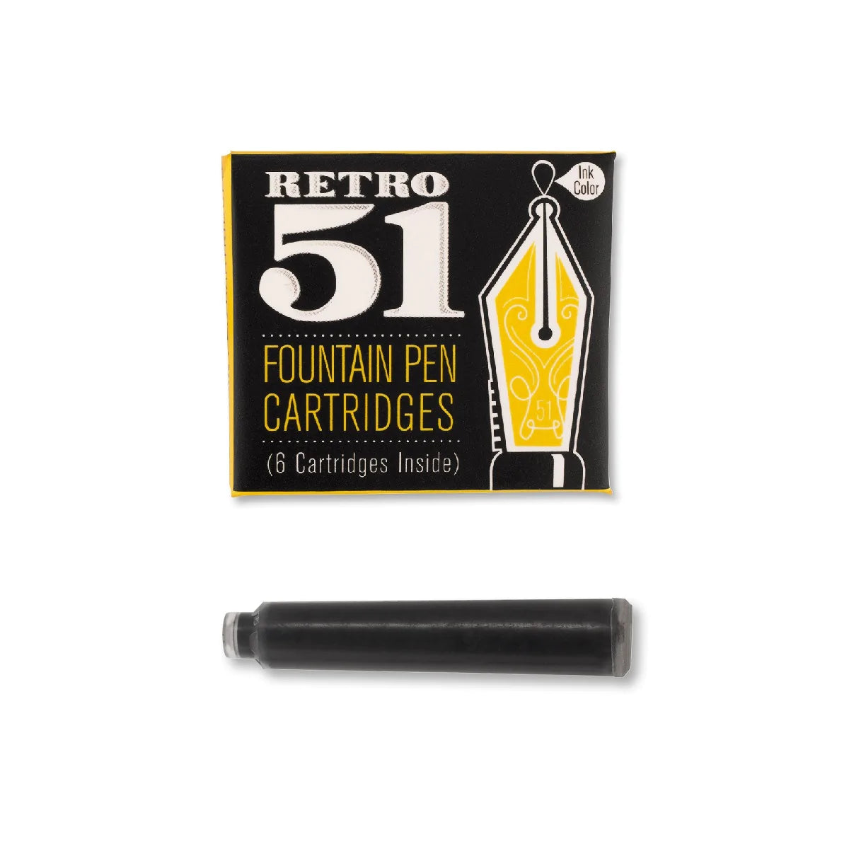 Retro 51 Fountain Pen Cartridges (6 Pack) Black